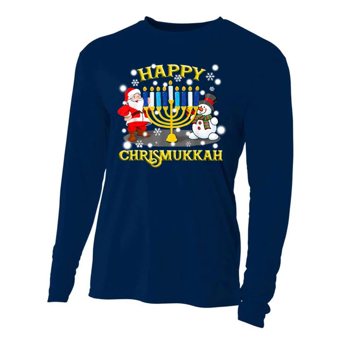 Happy Chrismukkah Funny Hanukkah Christmas Jewish Holiday Cooling Performance Long Sleeve Crew