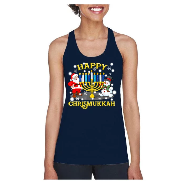 Happy Chrismukkah Funny Hanukkah Christmas Jewish Holiday Women's Racerback Tank