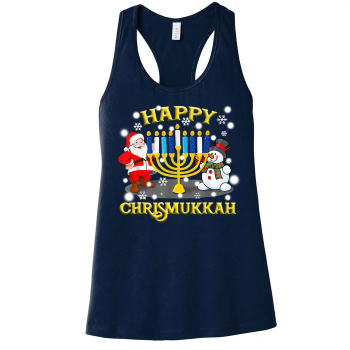 Happy Chrismukkah Funny Hanukkah Christmas Jewish Holiday Women's Racerback Tank