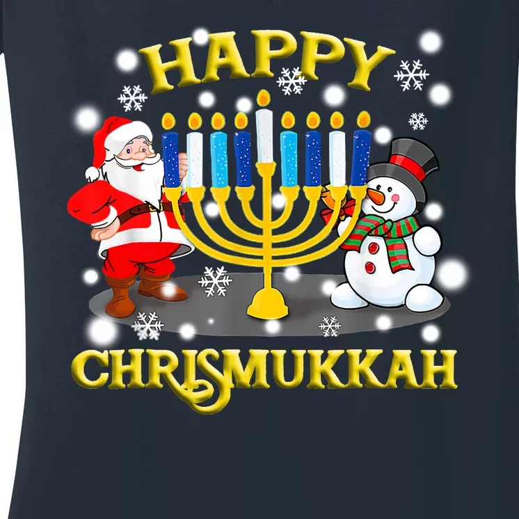 Happy Chrismukkah Funny Hanukkah Christmas Jewish Holiday Women's V-Neck T-Shirt