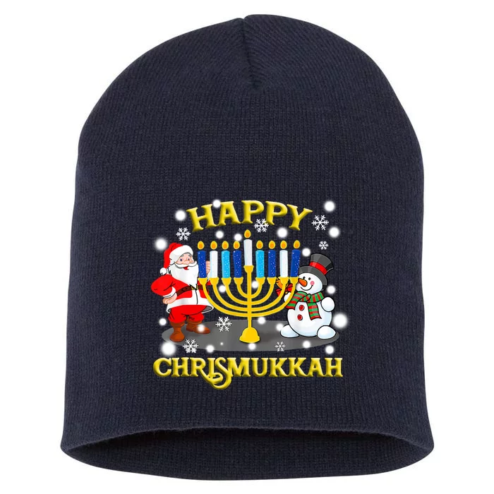 Happy Chrismukkah Funny Hanukkah Christmas Jewish Holiday Short Acrylic Beanie