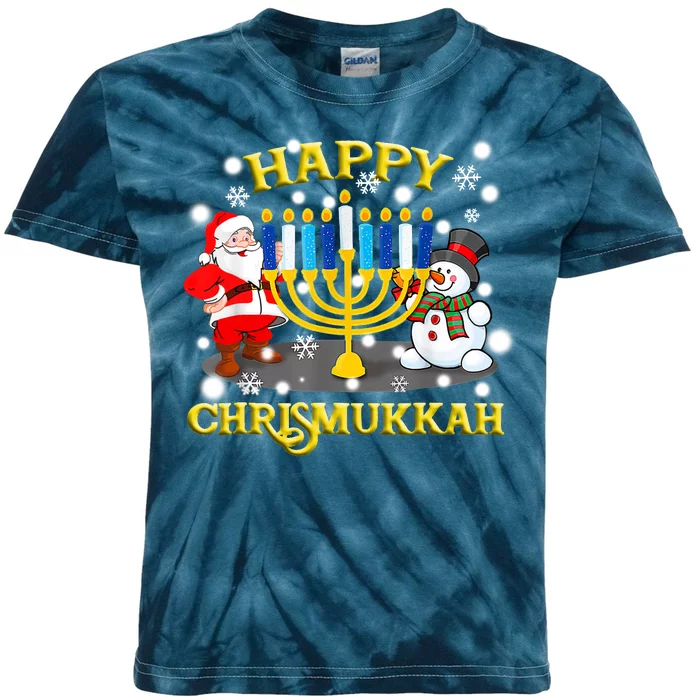 Happy Chrismukkah Funny Hanukkah Christmas Jewish Holiday Kids Tie-Dye T-Shirt