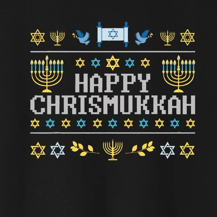 Happy Chrismukkah Funny Hanukkah Christmas Jewish Xmas Women's Crop Top Tee