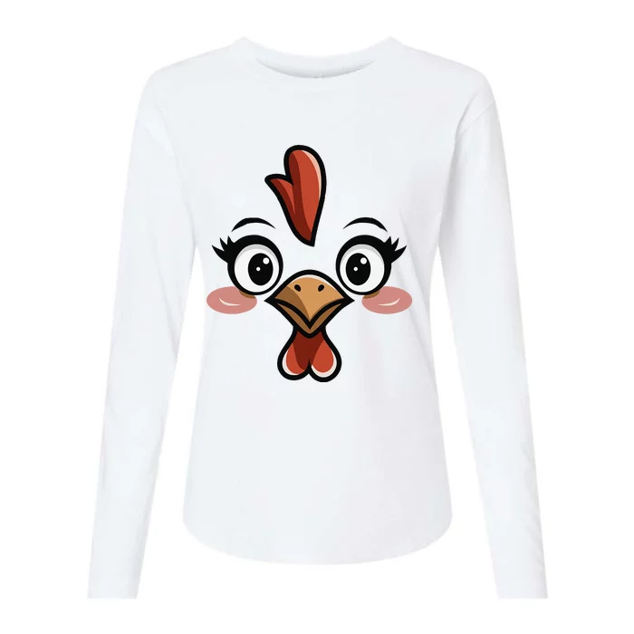 Halloween Chicken Face Cute Hen Themed Gift Womens Cotton Relaxed Long Sleeve T-Shirt