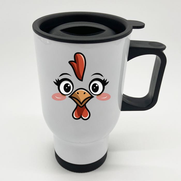 Halloween Chicken Face Cute Hen Themed Gift Front & Back Stainless Steel Travel Mug