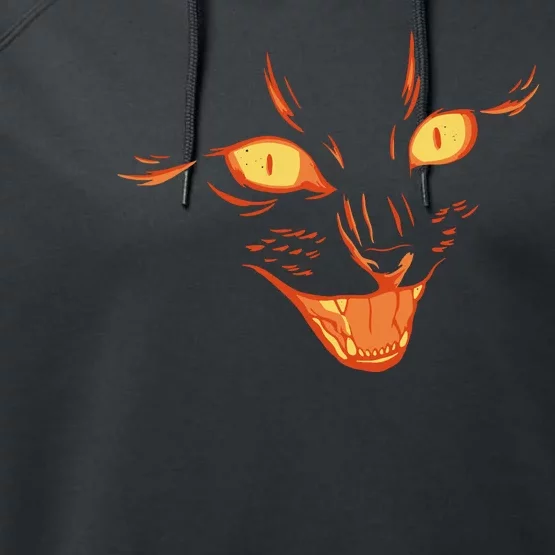 Halloween Cat Face Performance Fleece Hoodie