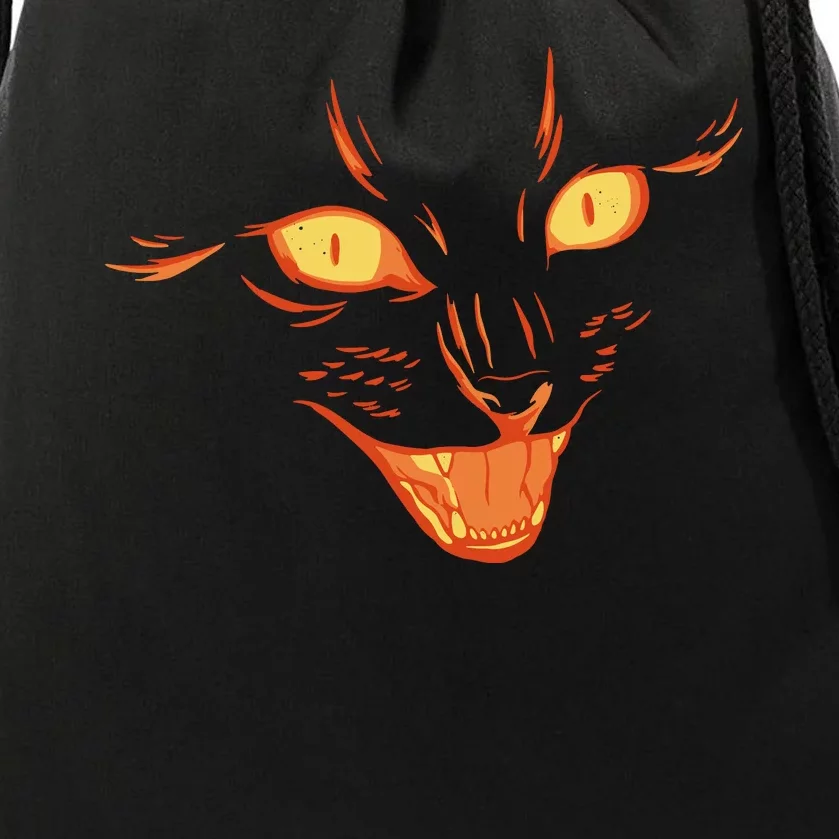 Halloween Cat Face Drawstring Bag