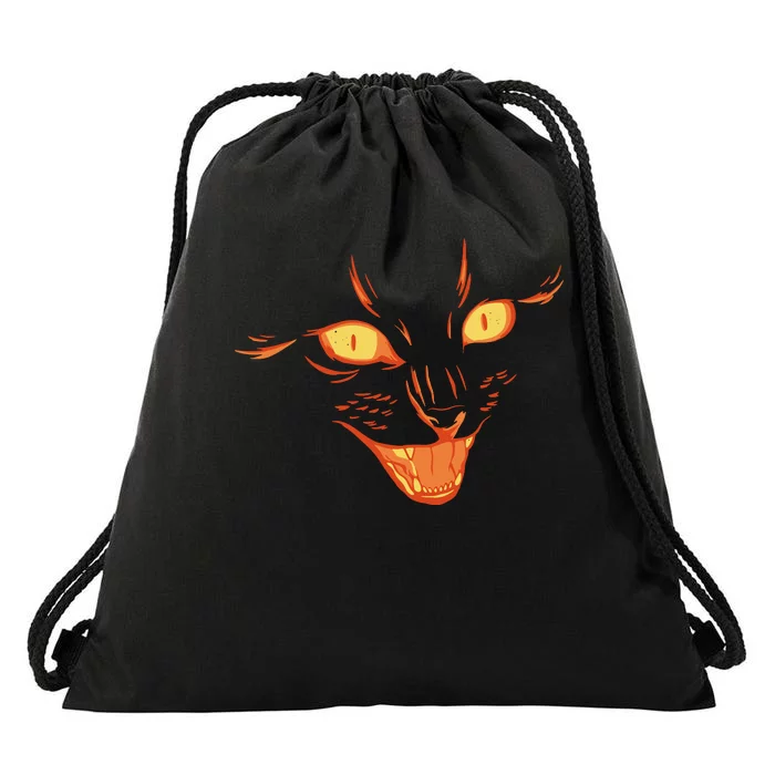 Halloween Cat Face Drawstring Bag