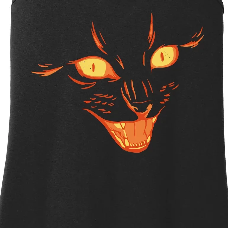 Halloween Cat Face Ladies Essential Tank