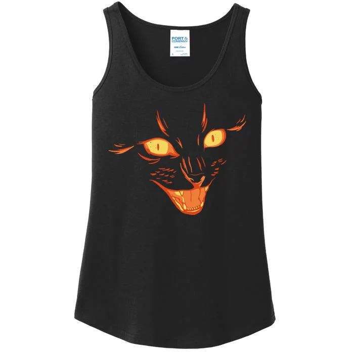 Halloween Cat Face Ladies Essential Tank