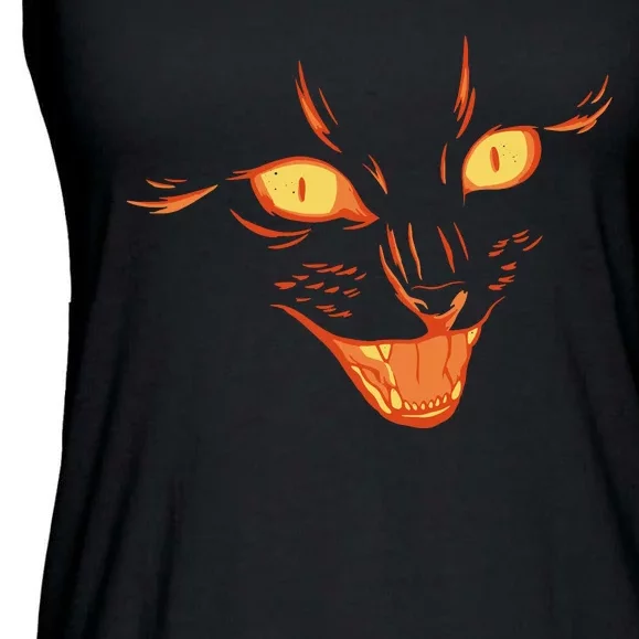 Halloween Cat Face Ladies Essential Flowy Tank