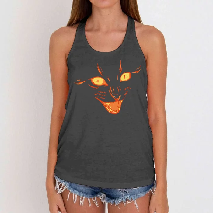 Halloween Cat Face Women's Knotted Racerback Tank