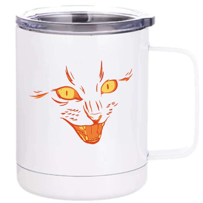 Halloween Cat Face Front & Back 12oz Stainless Steel Tumbler Cup