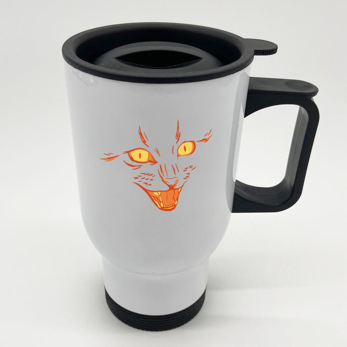 Halloween Cat Face Front & Back Stainless Steel Travel Mug