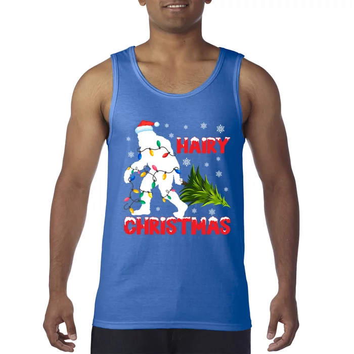 Hairy Christmas Funny Bigfoot Xmas Santa Hat Family Matching Meaningful Gift Tank Top