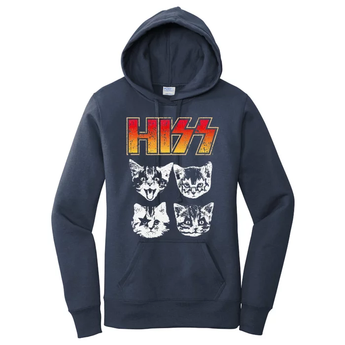 HISS Cat Funny Cats Kittens Rock Music Cat Lover Hiss Gift Women's Pullover Hoodie