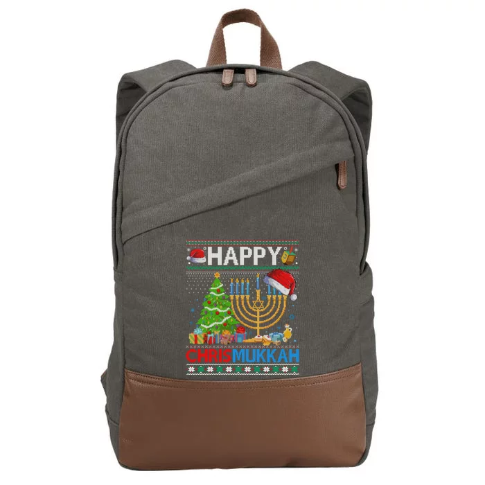 Happy Chrismukkah Funny Jewish Christmas Hanukkah Chanukah Cotton Canvas Backpack