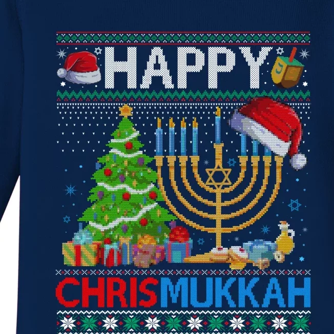 Happy Chrismukkah Funny Jewish Christmas Hanukkah Chanukah Baby Long Sleeve Bodysuit