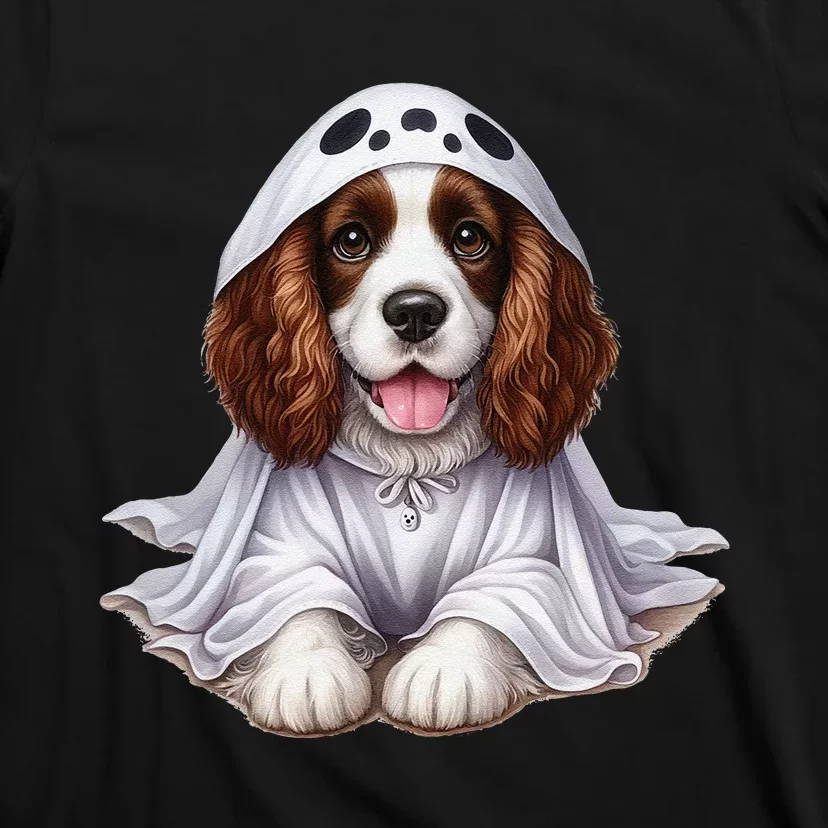 Halloween Costume Funny Ghost Dog English Springer Spaniel T-Shirt