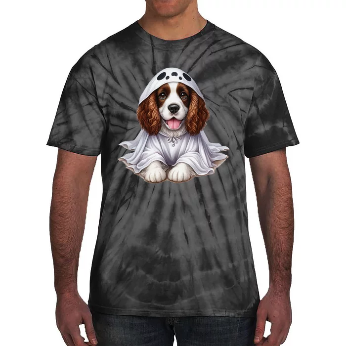 Halloween Costume Funny Ghost Dog English Springer Spaniel Tie-Dye T-Shirt