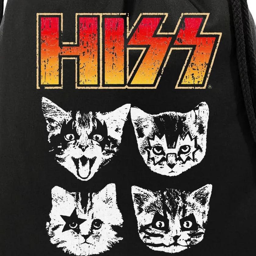 HISS Cat Funny Cats Kittens Rock Music Cat Lover Hiss Drawstring Bag