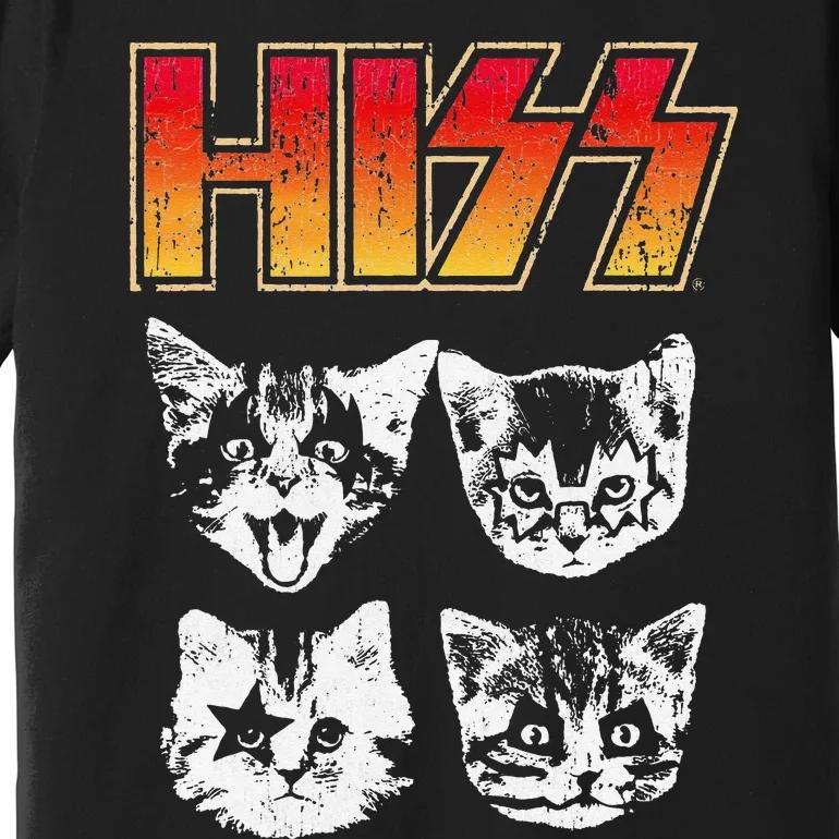 HISS Cat Funny Cats Kittens Rock Music Cat Lover Hiss Premium T-Shirt