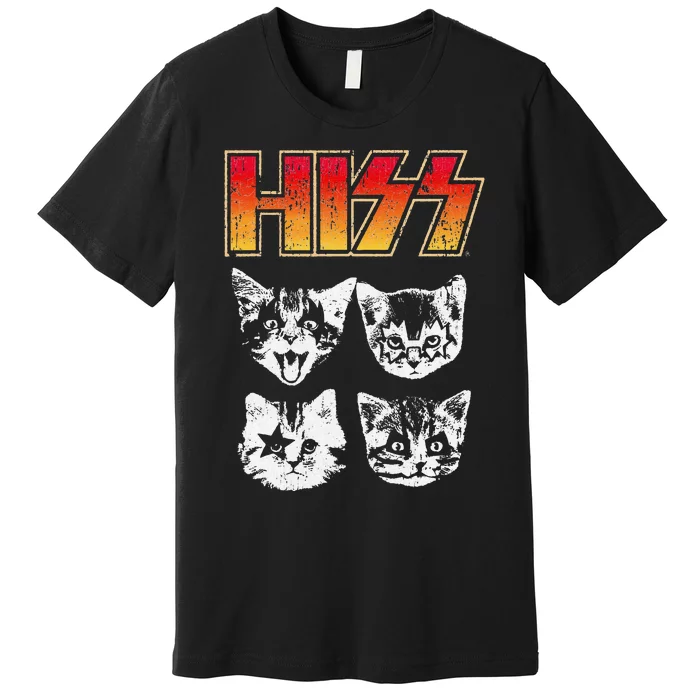 HISS Cat Funny Cats Kittens Rock Music Cat Lover Hiss Premium T-Shirt