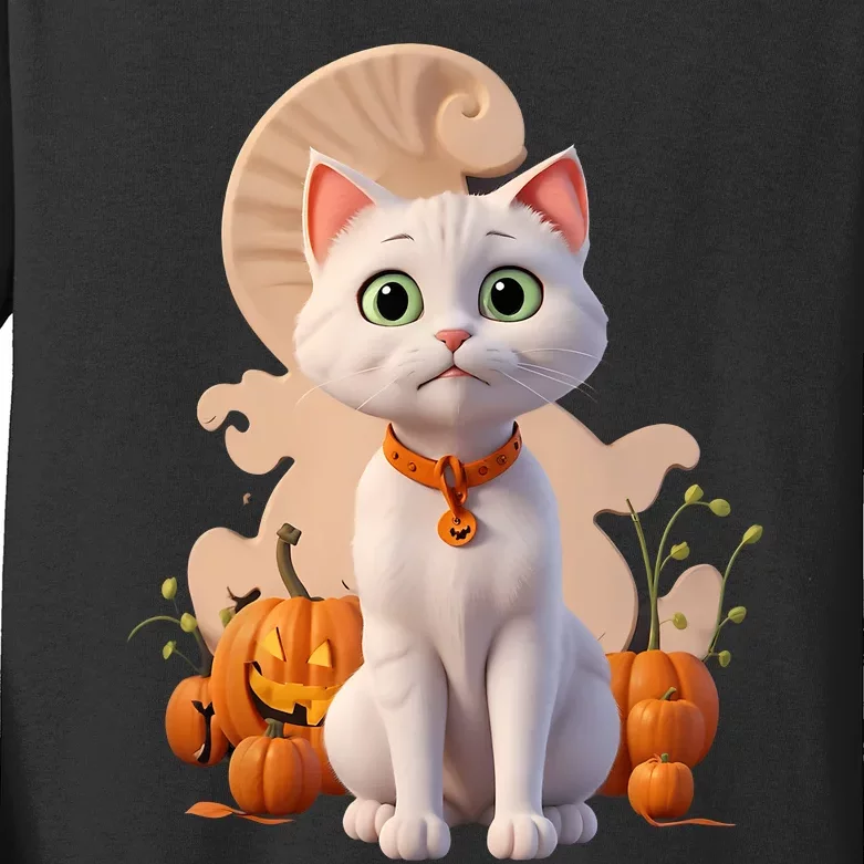 Halloween Cats Funny Cat Halloween Kids Long Sleeve Shirt