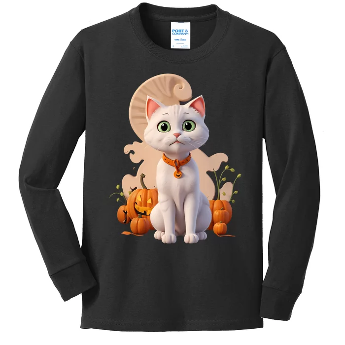 Halloween Cats Funny Cat Halloween Kids Long Sleeve Shirt