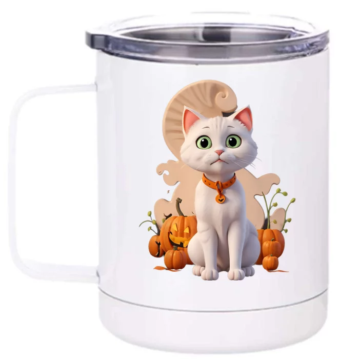 Halloween Cats Funny Cat Halloween Front & Back 12oz Stainless Steel Tumbler Cup