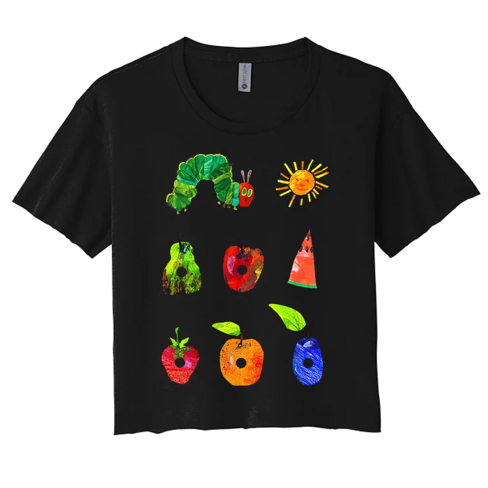 Hungry Caterpillar Funny Book Lover Vintage Women's Crop Top Tee