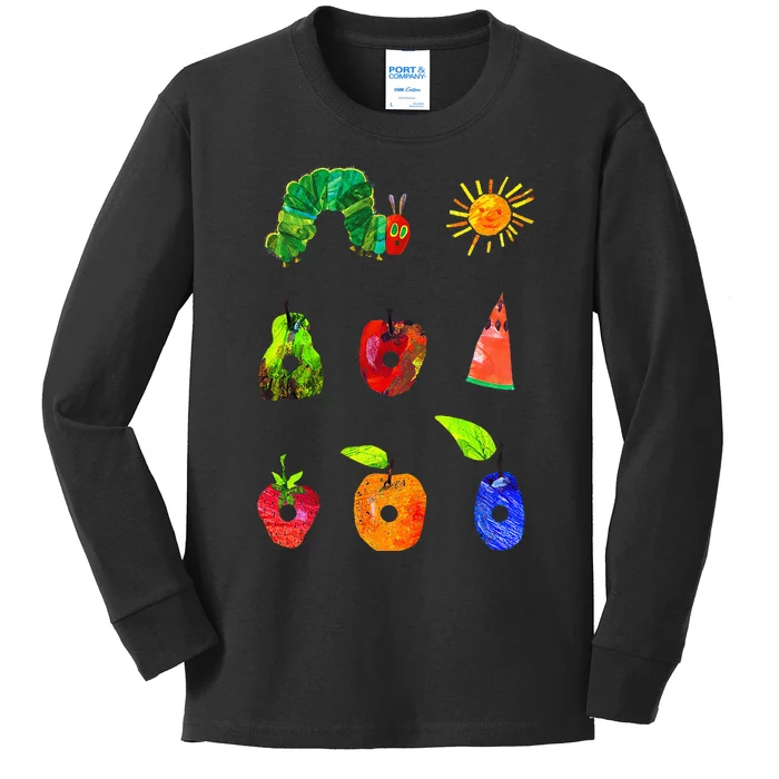 Hungry Caterpillar Funny Book Lover Vintage Kids Long Sleeve Shirt