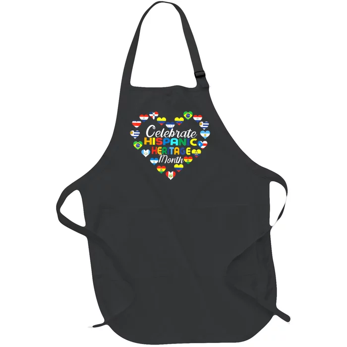 Hispanic Countries Flags Celebrate Hispanic Heritage Month Full-Length Apron With Pocket