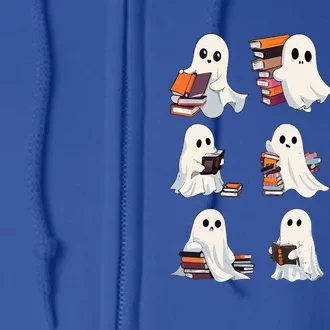 Halloween Cute Ghost Read More Books Spooky Boo Teacher Full Zip Hoodie