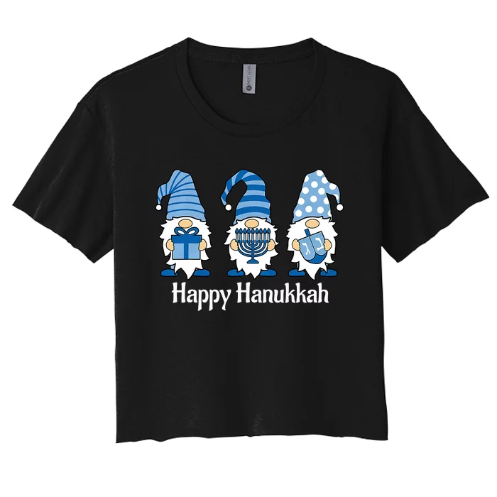 Happy Chrismukkah Gnomies Funny Hanukkah And Christmas Women's Crop Top Tee