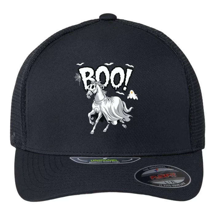 Horse Cosplay Ghost Boo Horse Ghost Halloween Flexfit Unipanel Trucker Cap