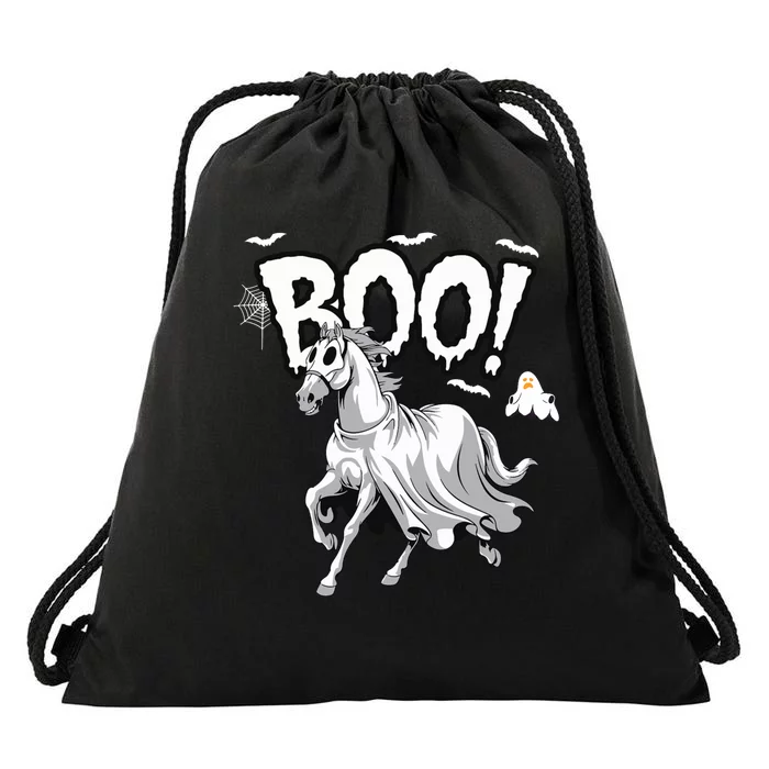 Horse Cosplay Ghost Boo Horse Ghost Halloween Drawstring Bag