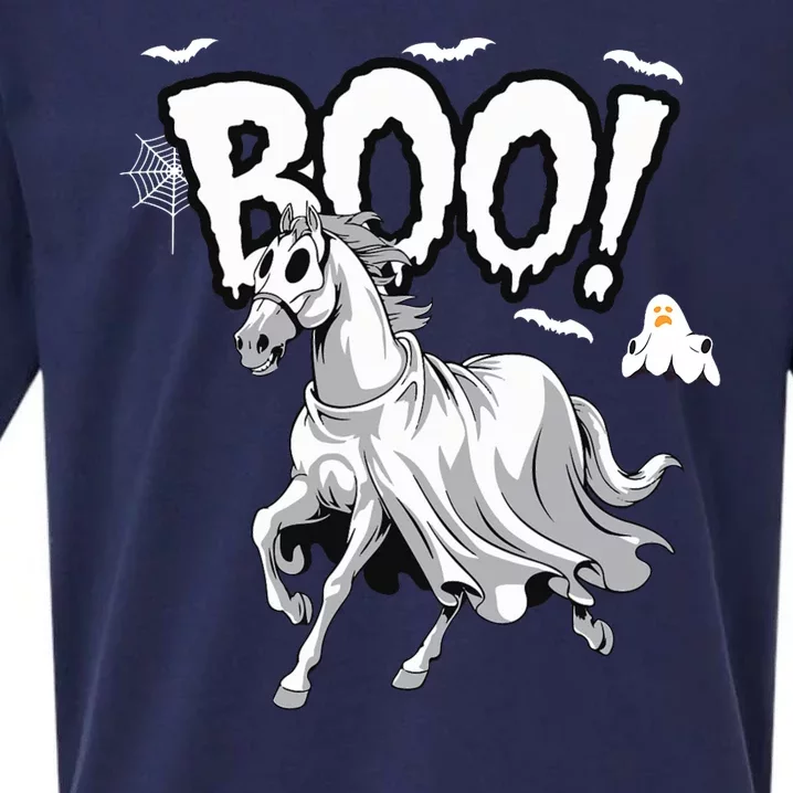 Horse Cosplay Ghost Boo Horse Ghost Halloween Sueded Cloud Jersey T-Shirt