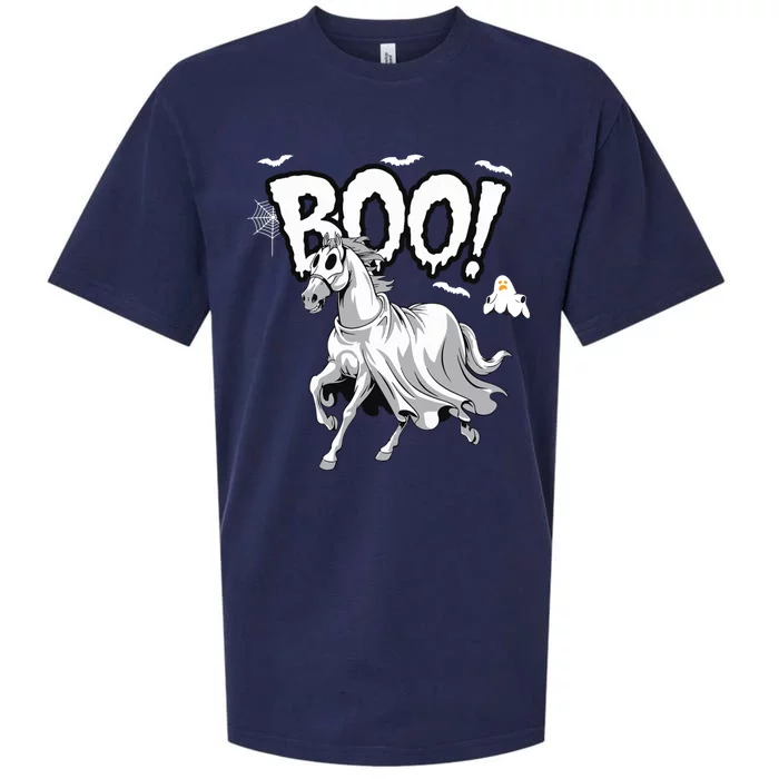 Horse Cosplay Ghost Boo Horse Ghost Halloween Sueded Cloud Jersey T-Shirt