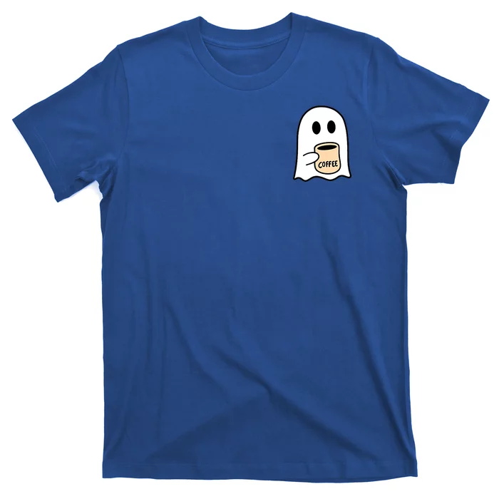 Halloween Costume Ghost Drinking Coffee Funny Coffee Lover Gift T-Shirt