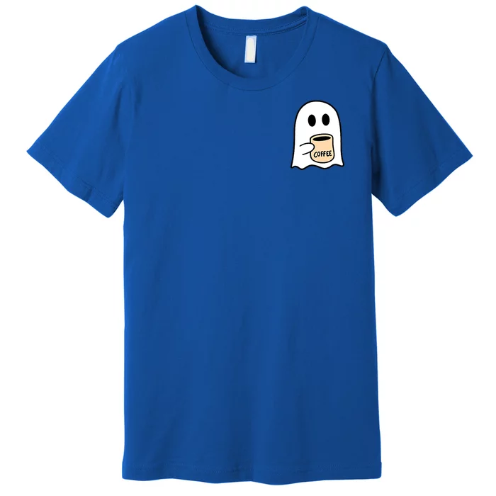 Halloween Costume Ghost Drinking Coffee Funny Coffee Lover Gift Premium T-Shirt