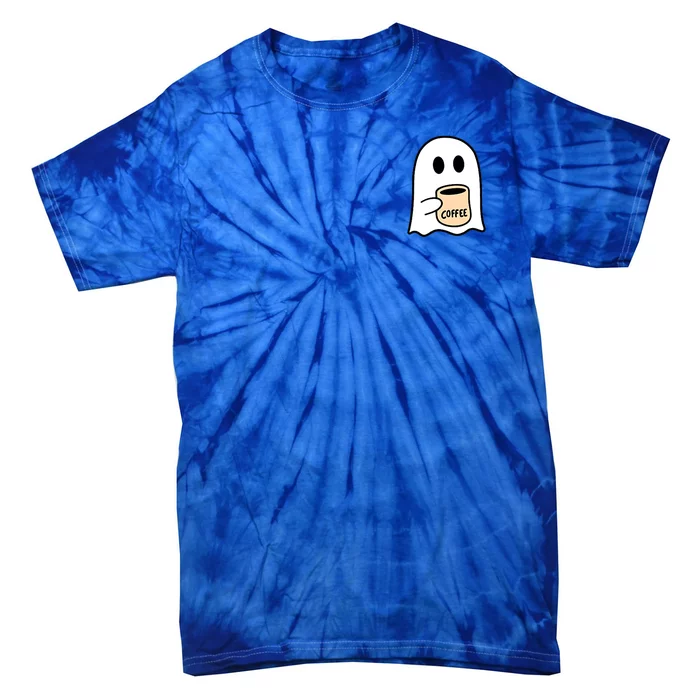 Halloween Costume Ghost Drinking Coffee Funny Coffee Lover Gift Tie-Dye T-Shirt