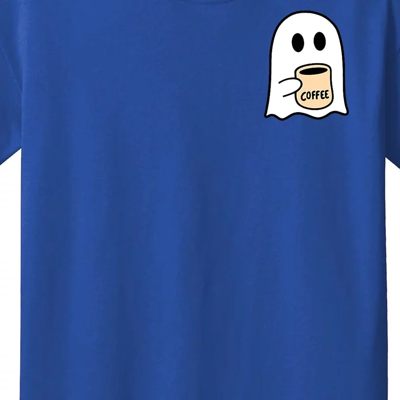 Halloween Costume Ghost Drinking Coffee Funny Coffee Lover Gift Kids T-Shirt