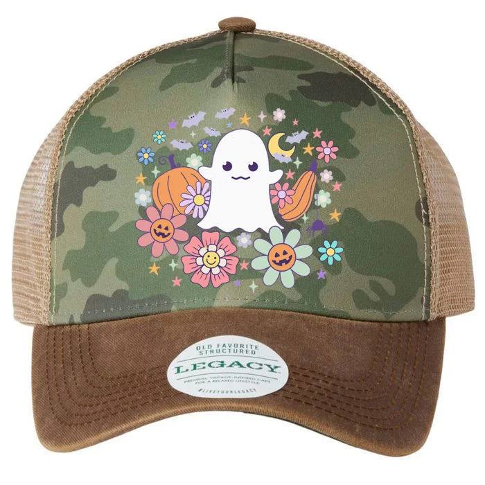 Halloween Cute Ghost Jack O Lantern Pumpkin Spider Bats Moon Legacy Tie Dye Trucker Hat