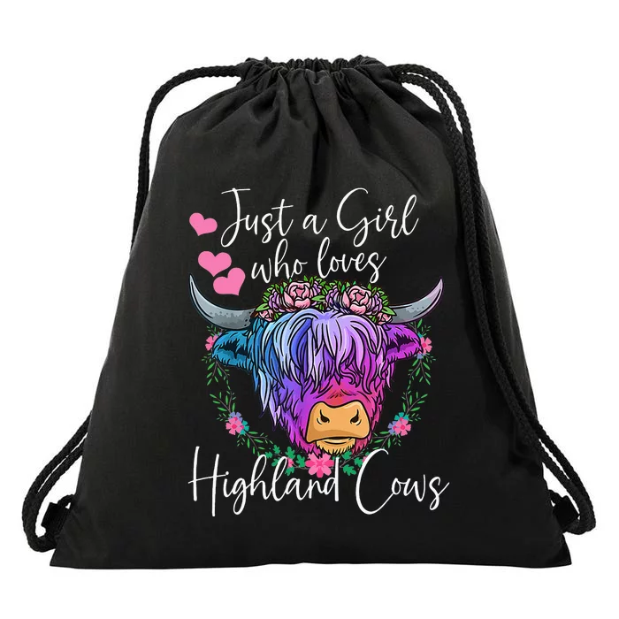 Highland Cow Gifts  Just a Who Loves Highland Cows Drawstring Bag