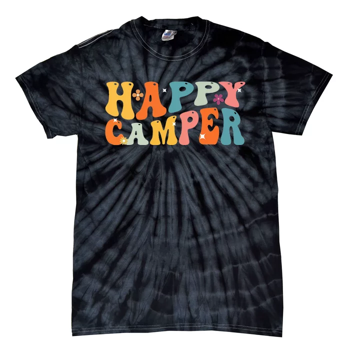 Happy Camper Groovy Camping Lover Outdoor Activities Camper Tie-Dye T-Shirt