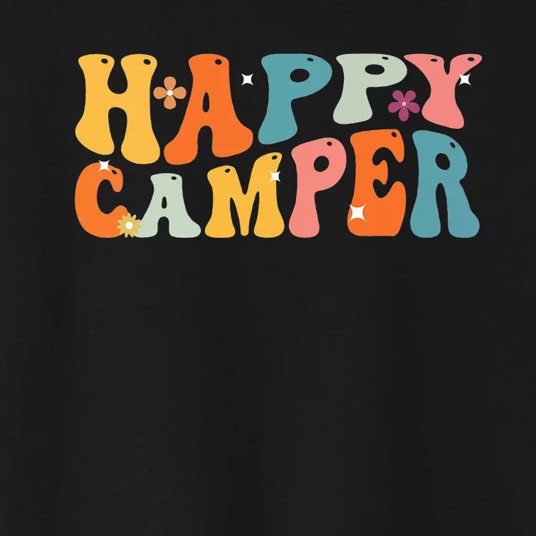 Happy Camper Groovy Camping Lover Outdoor Activities Camper Women's Crop Top Tee