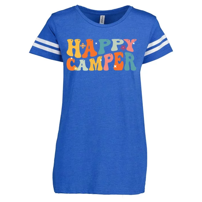 Happy Camper Groovy Camping Lover Outdoor Activities Camper Enza Ladies Jersey Football T-Shirt