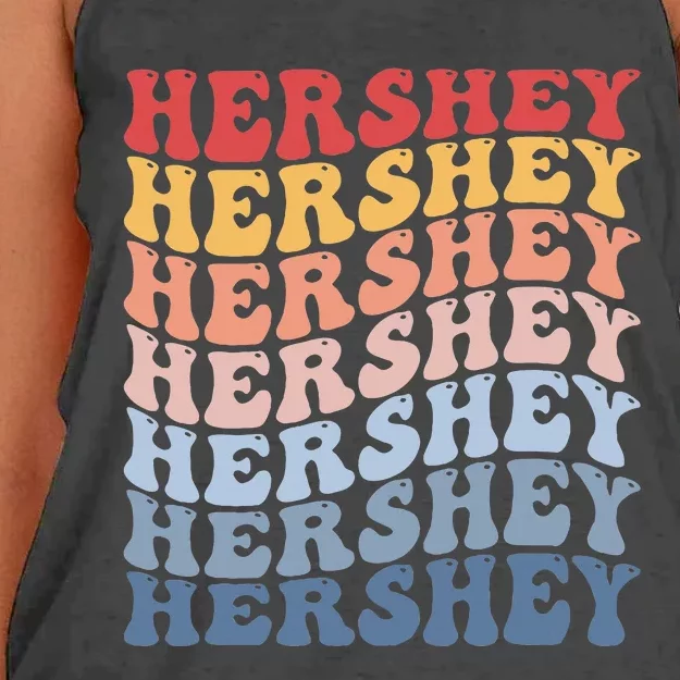 Hershey City Groovy Retro Women's Knotted Racerback Tank