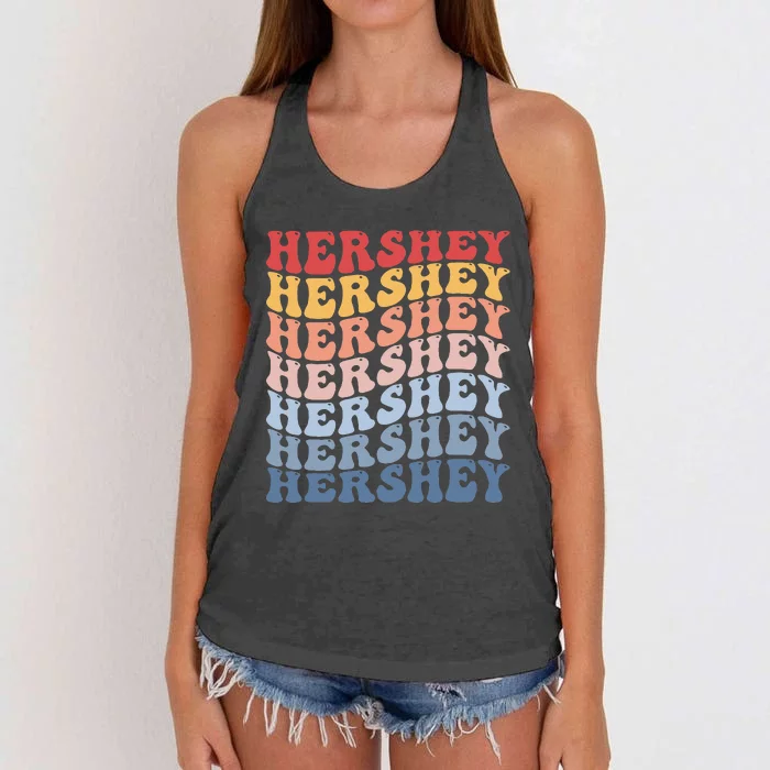 Hershey City Groovy Retro Women's Knotted Racerback Tank